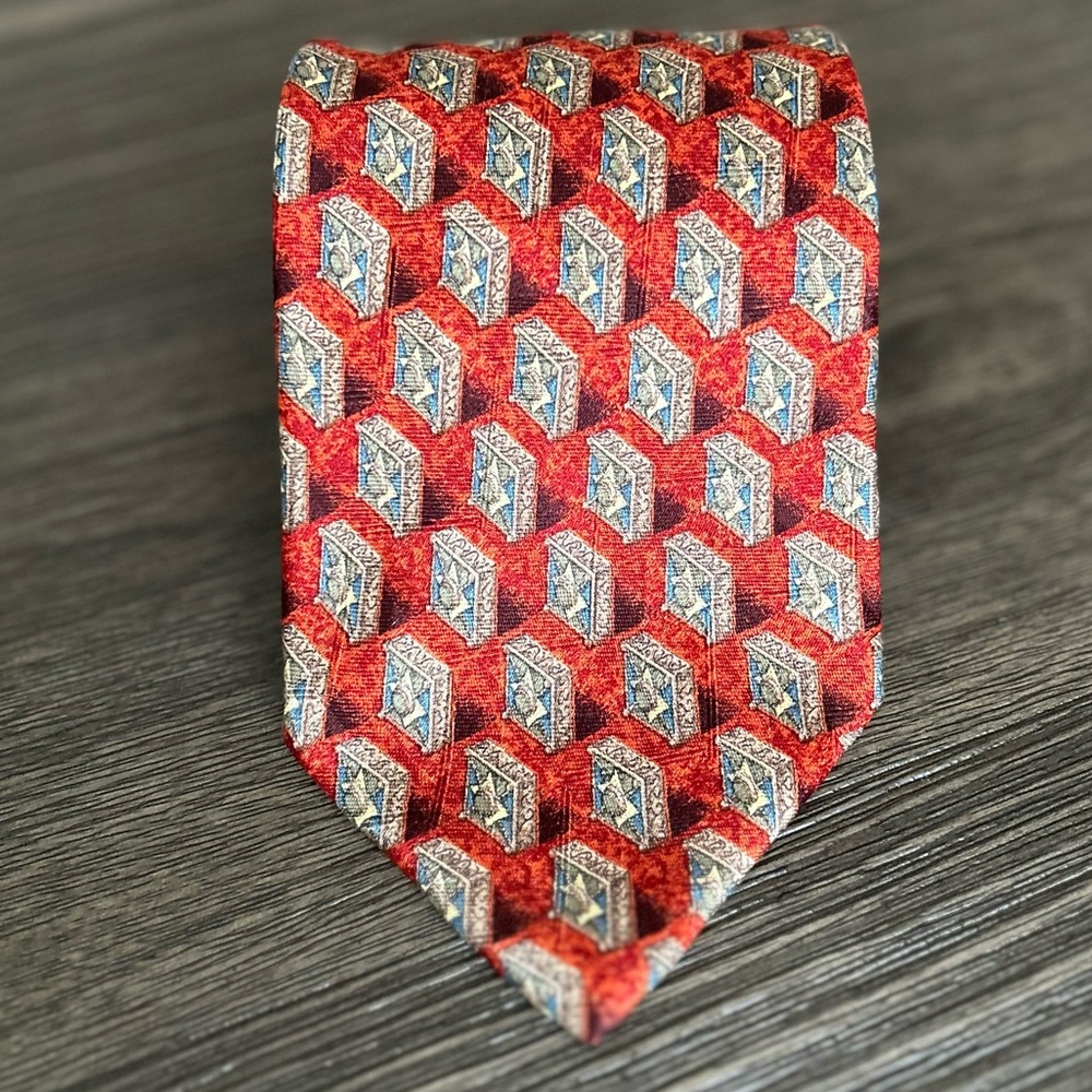 Ermenegildo Zegna Silk Abstract Orange Men's Tie!